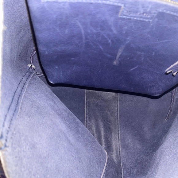 MADEWELL Suede Stripe Transport Tote Midnight Blue Leather Large Shoulder Bag - Picture 12 of 16